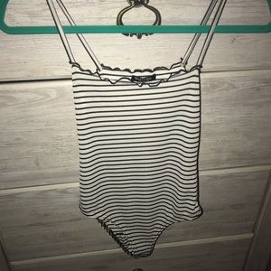 Nasty gal striped bodysuit never worn